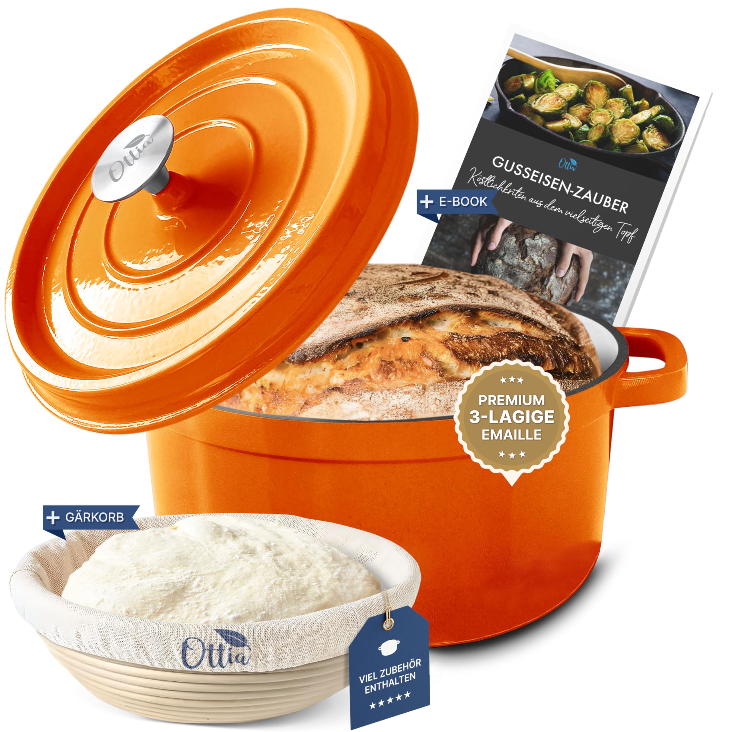 Pentola In Ghisa Smaltata Ottia 26cm - Con Guanti Per Forno E Ricette - Foto 10