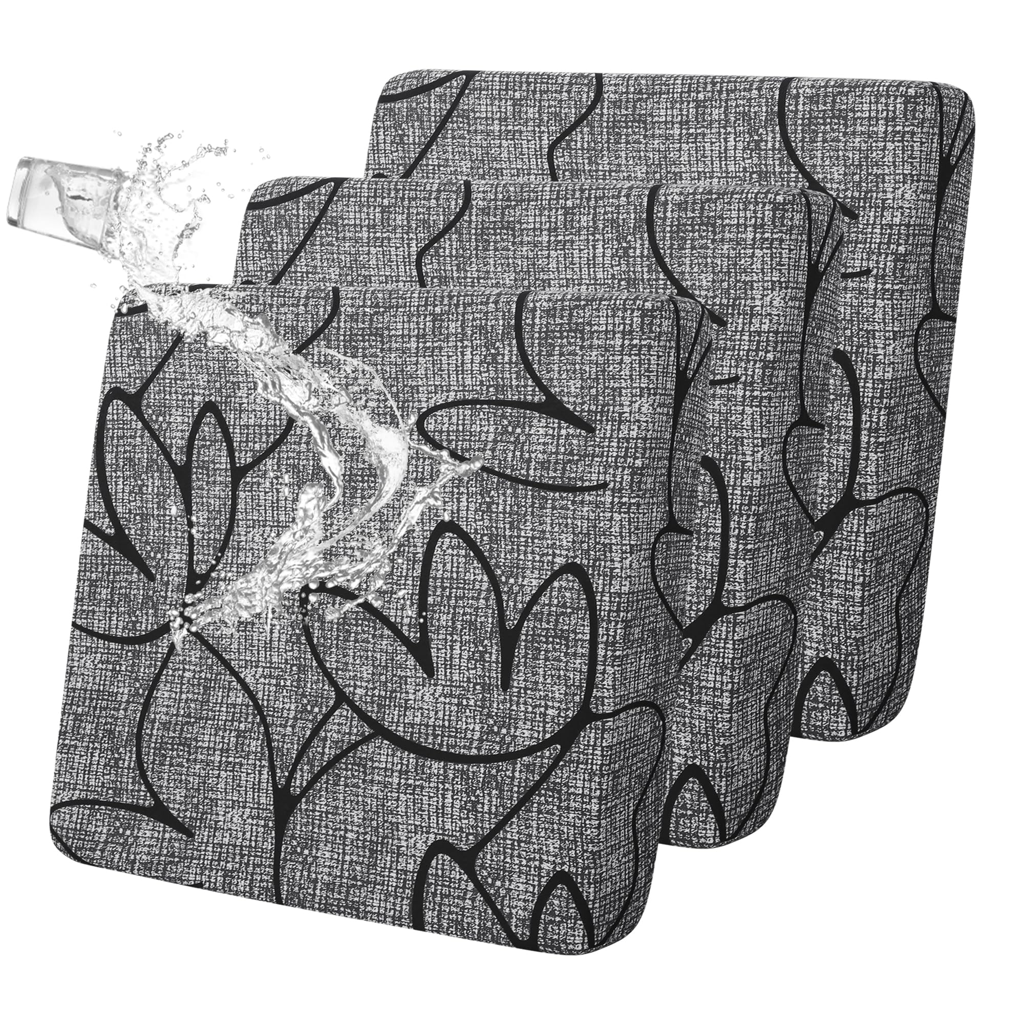 FORCHEER Ourdoor Cushion Covers 20X20 Waterproof 3 Pieces Floral Printed Stretch Patio Chair Cushino Covers for Rattan Patio Furniture Replacement