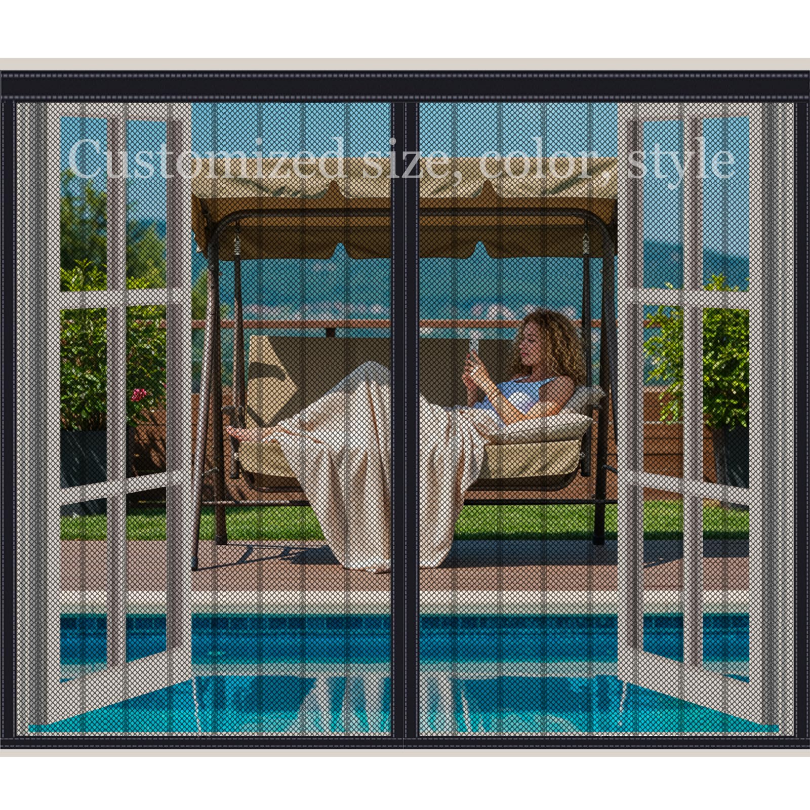 Customize Magnetic Screen Window, Magnetic Fly Screen for Window Mesh, Magnetic Window Mosquito Net with Tape and Closing Magnets, Hands Free Mesh Net Keeps Bugs Out
