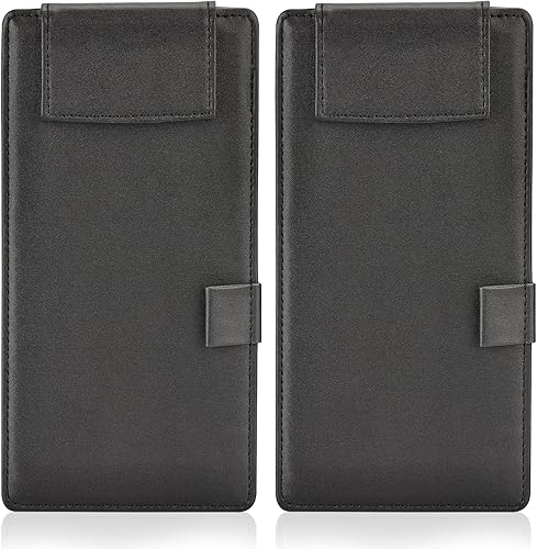 2 Pack Mini Clipboard, Small Clipboards with Pen Holder, Leather Black Clipboard for Nursing Classroom, Smooth Writing Low Magnetic Profile Clip