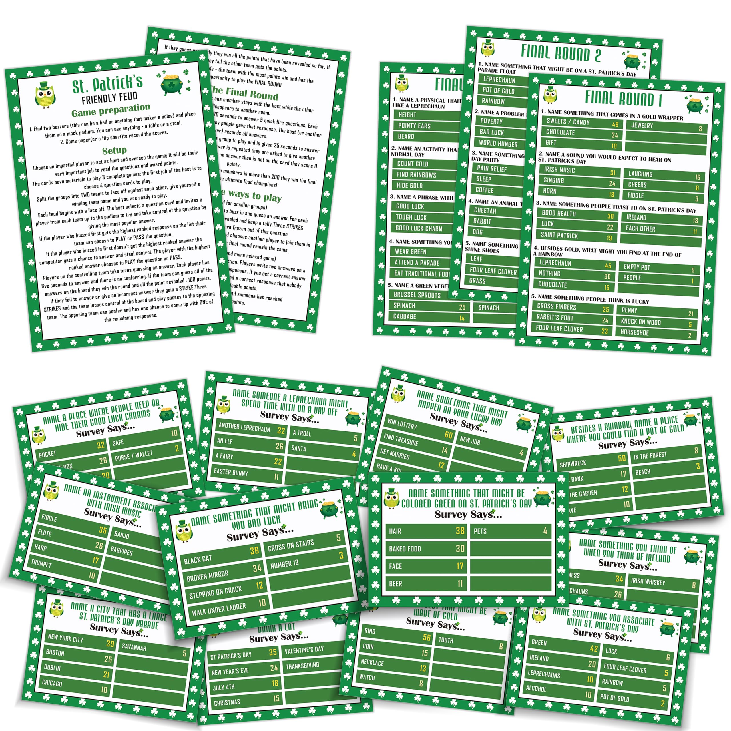 QOFO St. Patrick's Day Party Friendly Feud Game,St.Patrick's Day Family Feud,Holiday Party,St.Patrick's Day Party Game,Class Party Game,Family Feud Quiz,Family Activity,Feud Trivia Quiz-1