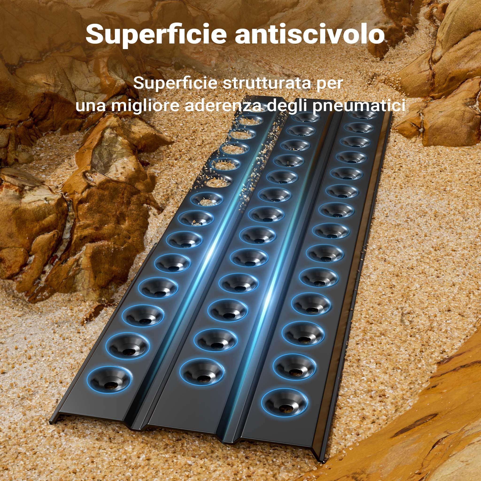Wiltec Piastre da Sabbia 1 Coppia 150x45 cm in Alluminio per Recupero Auto Fuoristrada Veicoli SUV