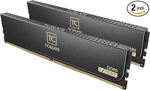 TEAMGROUP T-Create Expert CL30 Overclocking 10L DDR5 32GB Kit (2 x 16GB) 6000MHz (PC5-48000) Intel XMP 3.0 & AMD Expo Compatible Desktop Memory Module Ram Black - CTCED532G6000HC30DC01