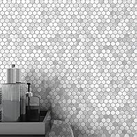 Vista 8 de BeNice Azulejos de mosaico de cocina para despegar y pegar, calcomanías de metal pequeñas hexagonales (10 unidades, champán dorado)