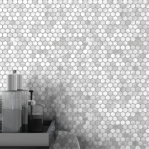 Miniatura 8 de BeNice Azulejos de mosaico de cocina para despegar y pegar, calcomanías de metal pequeñas hexagonales (10 unidades, champán dorado)