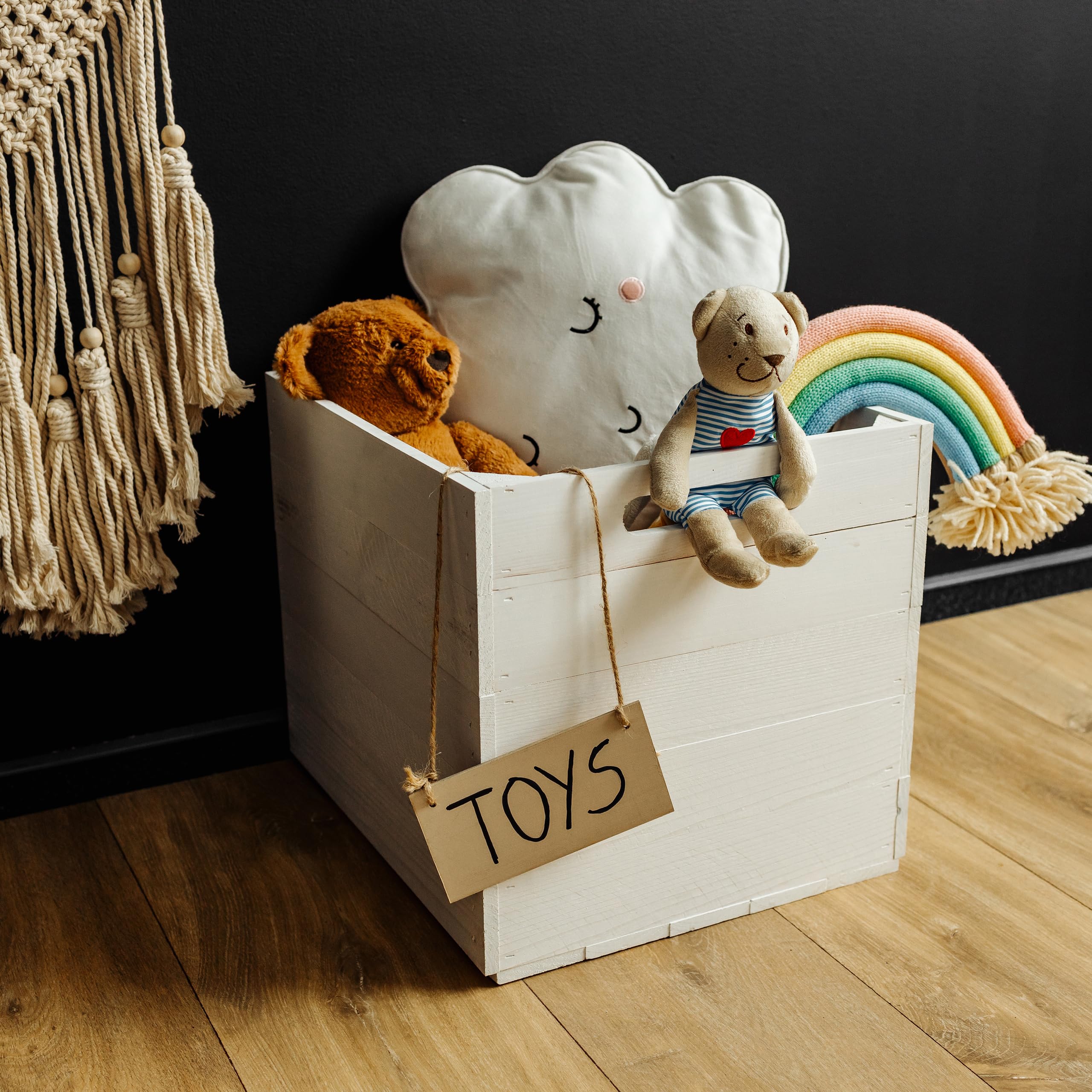 Caisse en bois blanc pour étagère Kallax | Boîte polie avec poignées | 33 x 37 x 33 cm | Rangement pour enfants et jouets