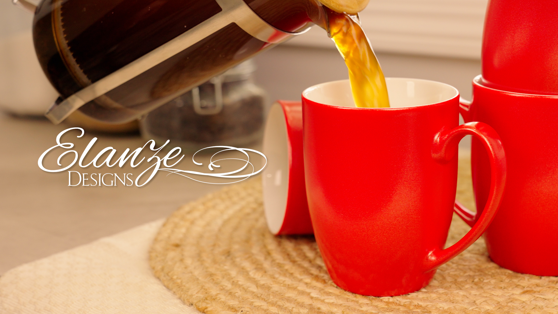 Amazon.com: Elanze Designs Crimson Red Glossy Finish 10 Oz. New Bone China Coffee  Cup Mugs Set of 4 : Home & Kitchen