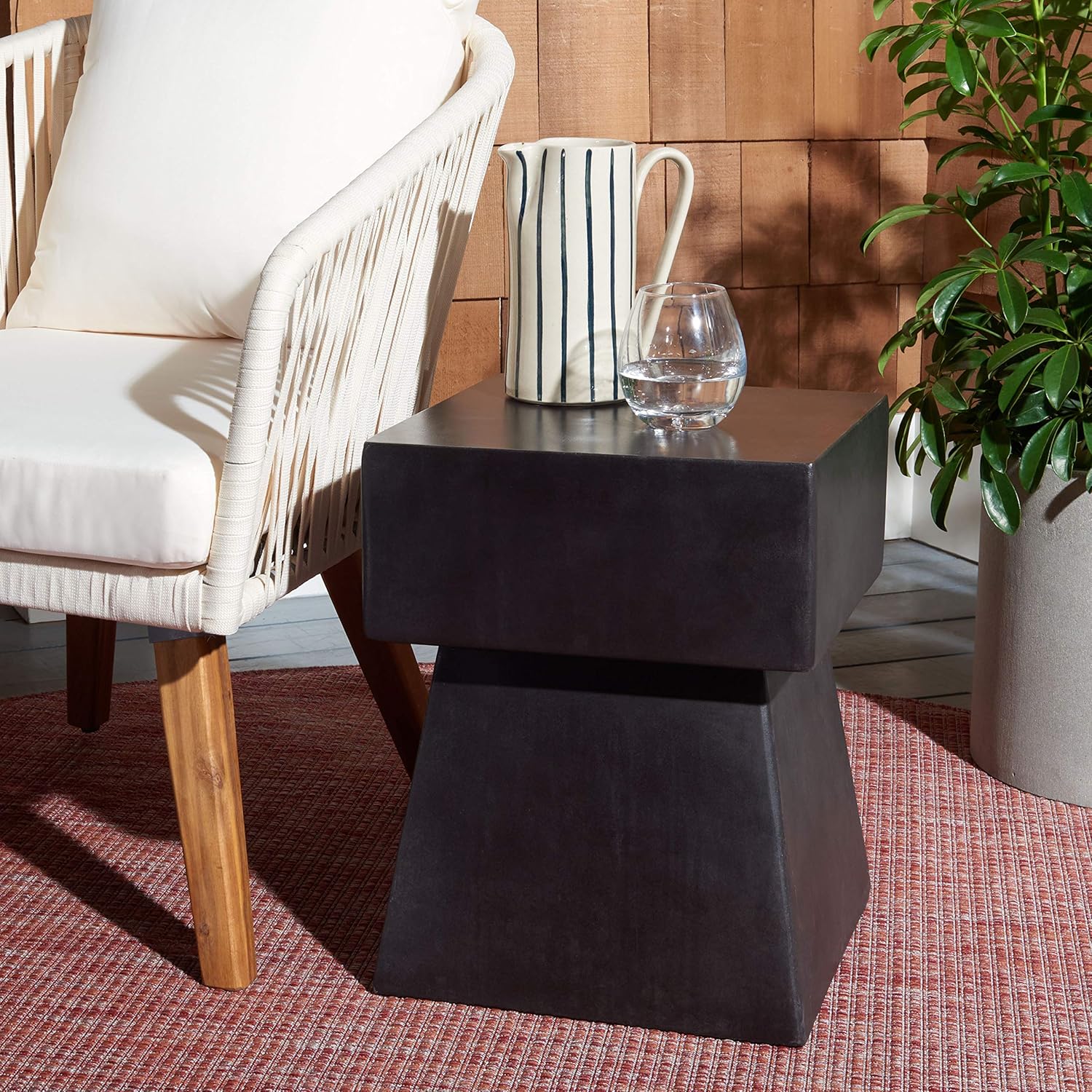 Safavieh VNN1000C Outdoor Zen Black Mushroom Modern Concrete Accent End Table