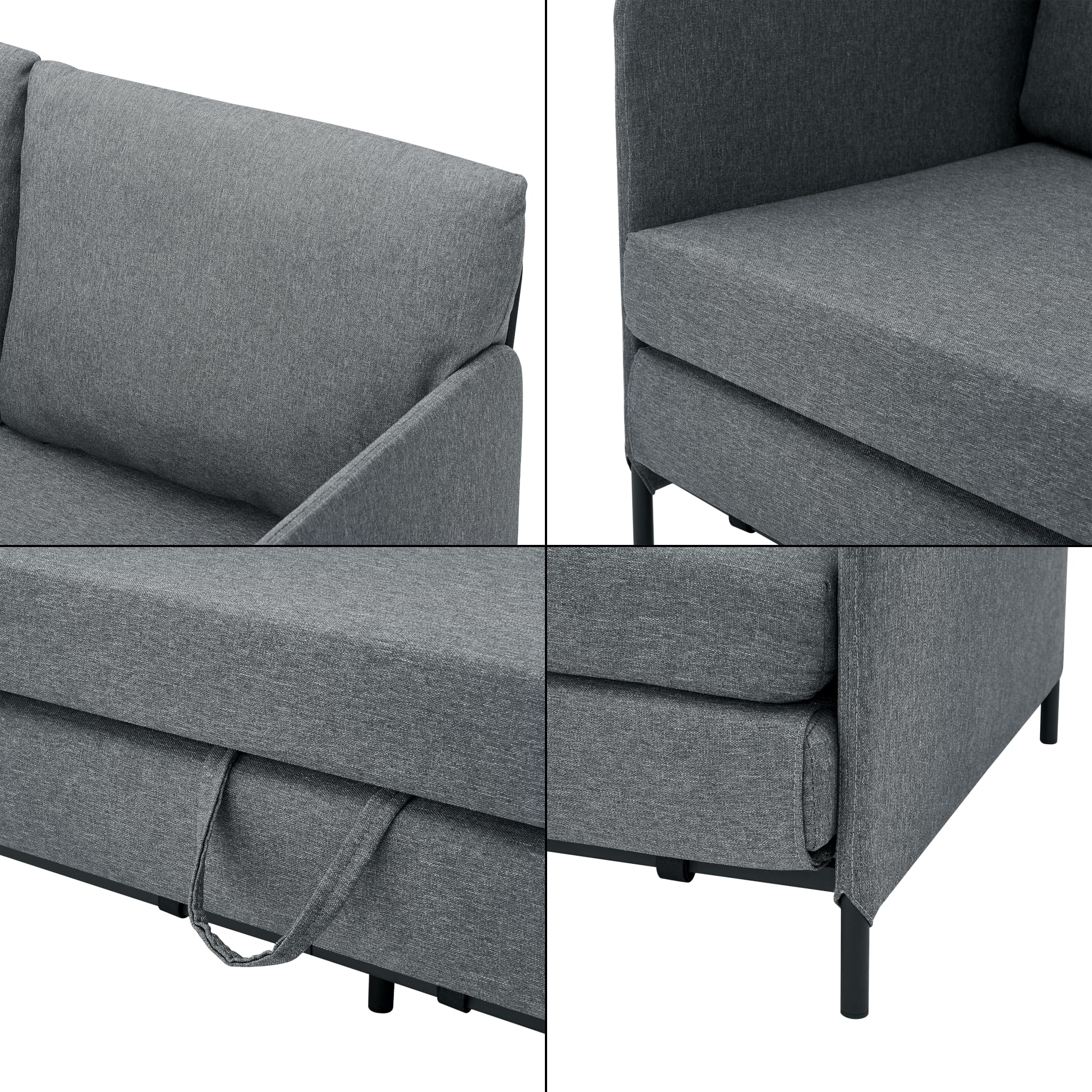 [en.casa] Schlafsofa Soini 2-Sitzer Sofa mit Schlaffunktion gepolstert Schlafcouch mit Bettkasten Bettsofa ausziehbar Dunkelgrau Klappsofa Schaumstoff
