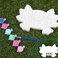 Vista 109 de Creative Roots Tortuga, Erizo y Sol de Mosaico - Pack de 3 Piedras de Paso de Cerámica de 7 Pulgadas & 6 Pinturas Vibrantes, Piedras de Paso DIY