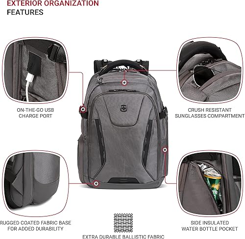 Miniatura 3 de SwissGear Mochila para laptop Scansmart 5358 USB, gris Ballistic, L, 5358 USB Scansmart - Mochila para portátil