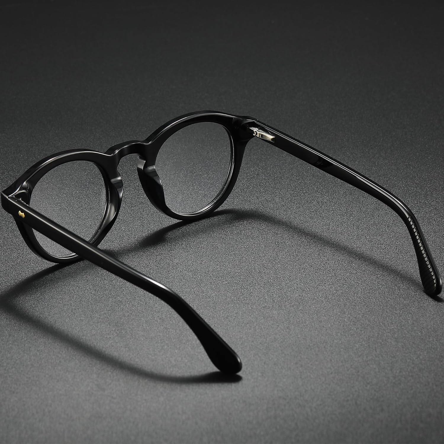 Retro Round Acetate Glasses Frame for Men Women Vintage Optical Eyeglasses Eyewear Transparent Clear Thick Frame Yd1445-black image 3 of 7 B0F59X43M2