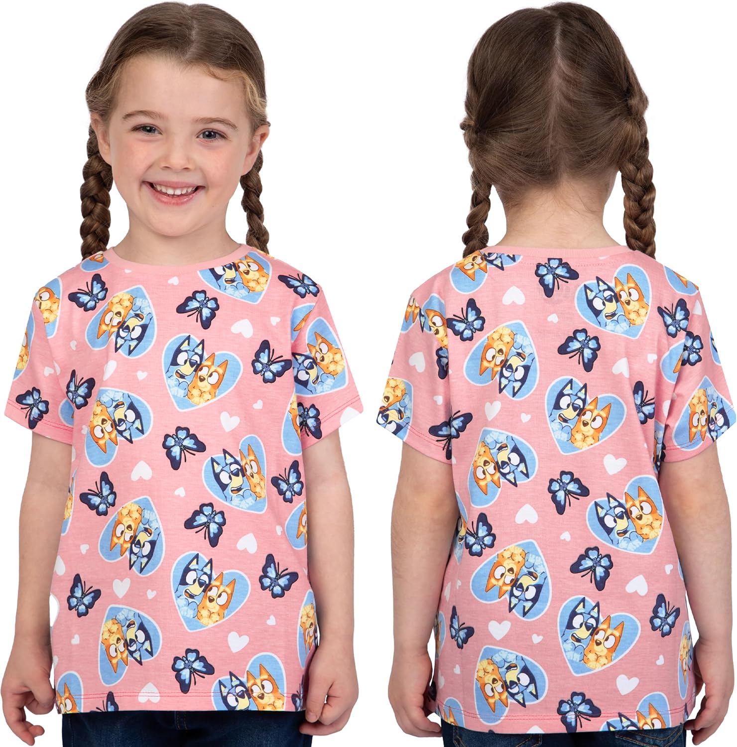 Bluey Shirts 3 Pack, Girls Short Sleeve Shirt for Summer, Pack of 3 Girls Tops, Cotton Kids Tshirt - Image 3