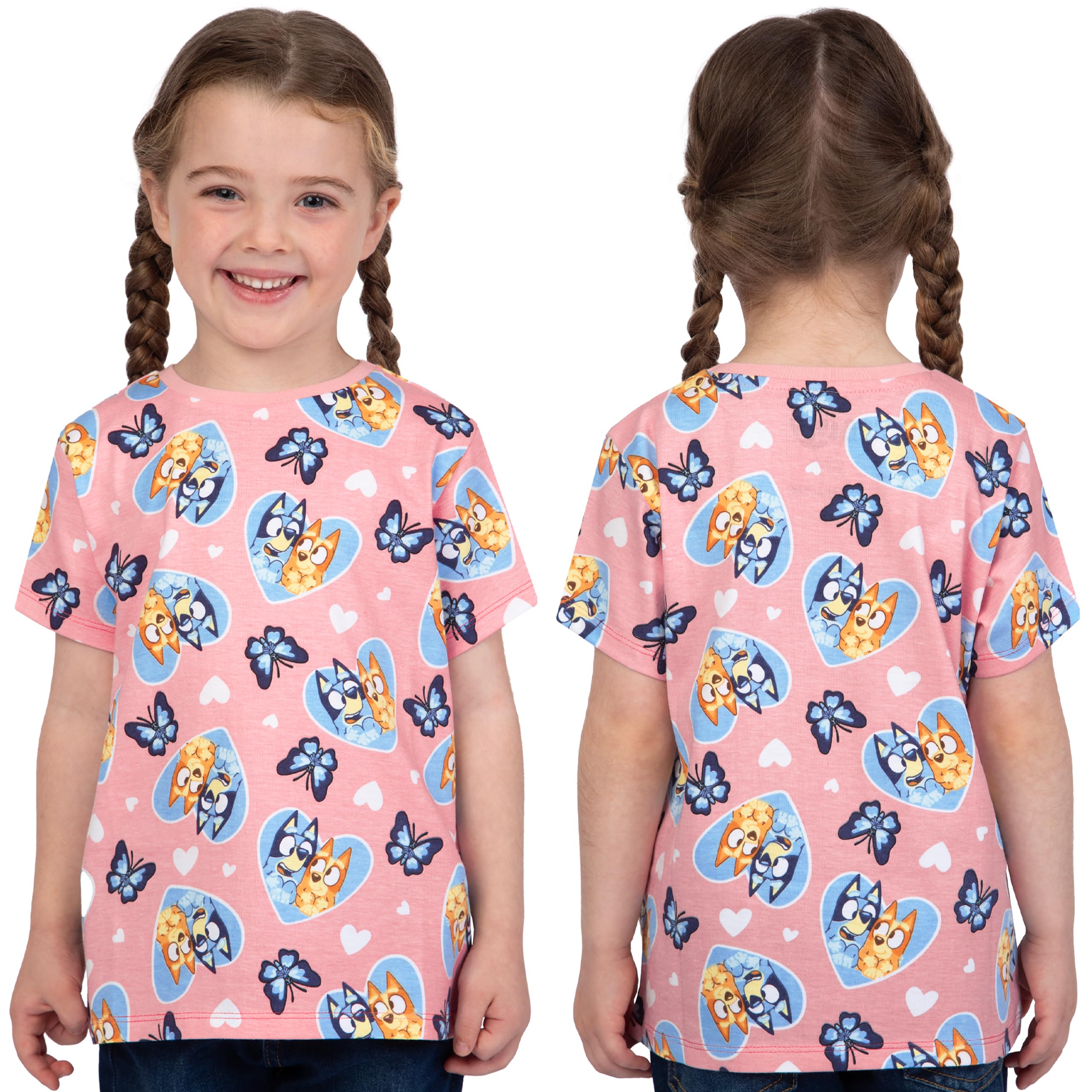 BlueY Pack de 3 T-Shirts, T-Shirts Fille pour l'Été, Lot de 3 Tshirt Fille, Vêtements Enfant en Coton