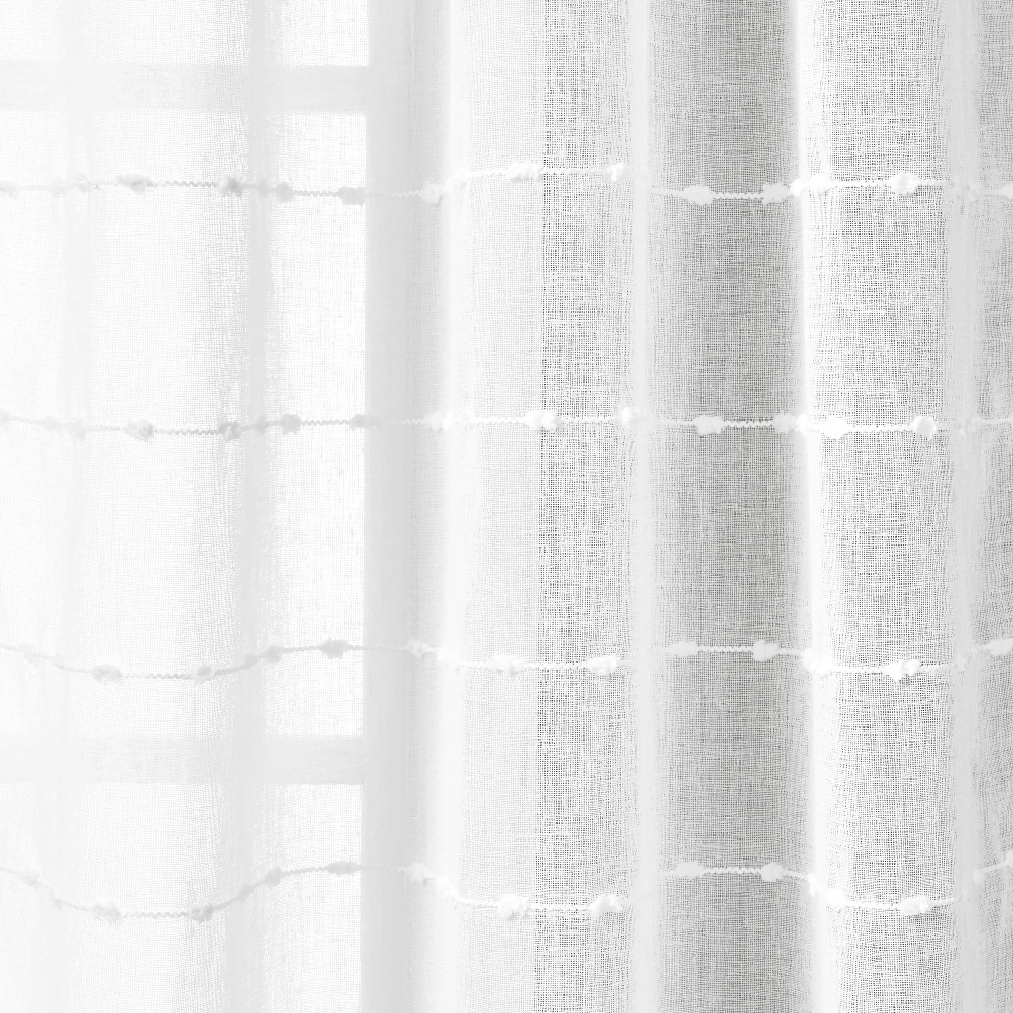 Lush Decor Farmhouse Textured Grommet Sheer Indoor/Outdoor Window Curtain Panel, 84" L x 50" W, Bleach White - Image 4