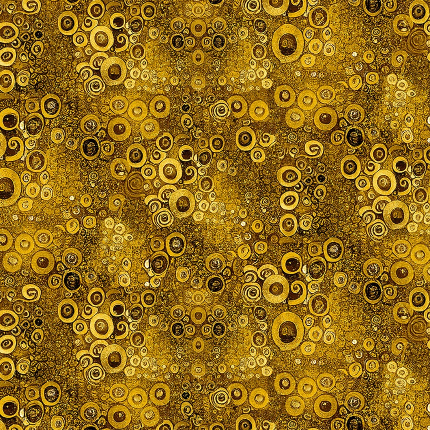 Timeless Treasures Wings of Gold by Chong-A Hwang CM2611 Gold Floral Scrolls Blender w/Gold Metallic Fabric