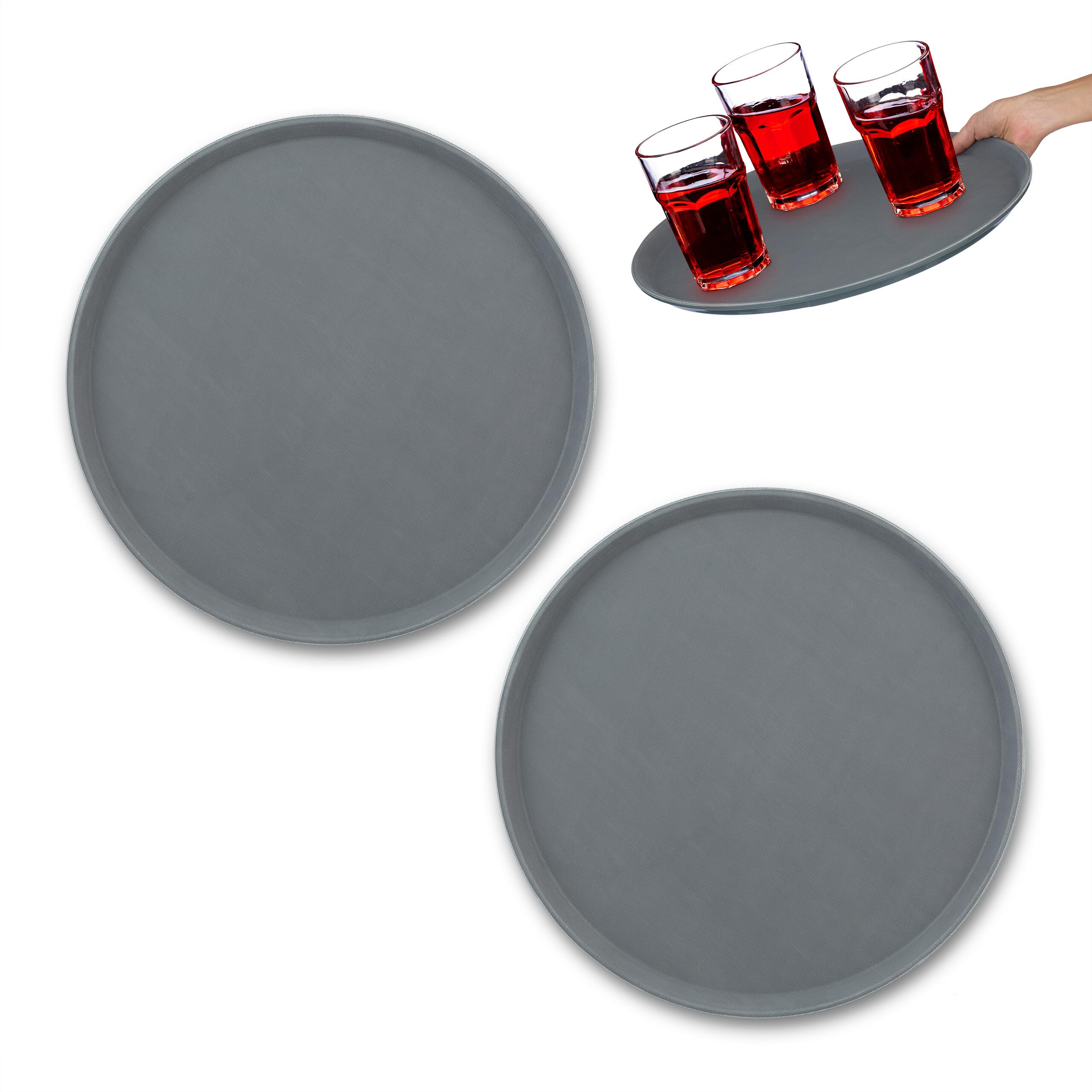 Plateau de service anti-glisse grand diamètre 45 cm gris pour la maison