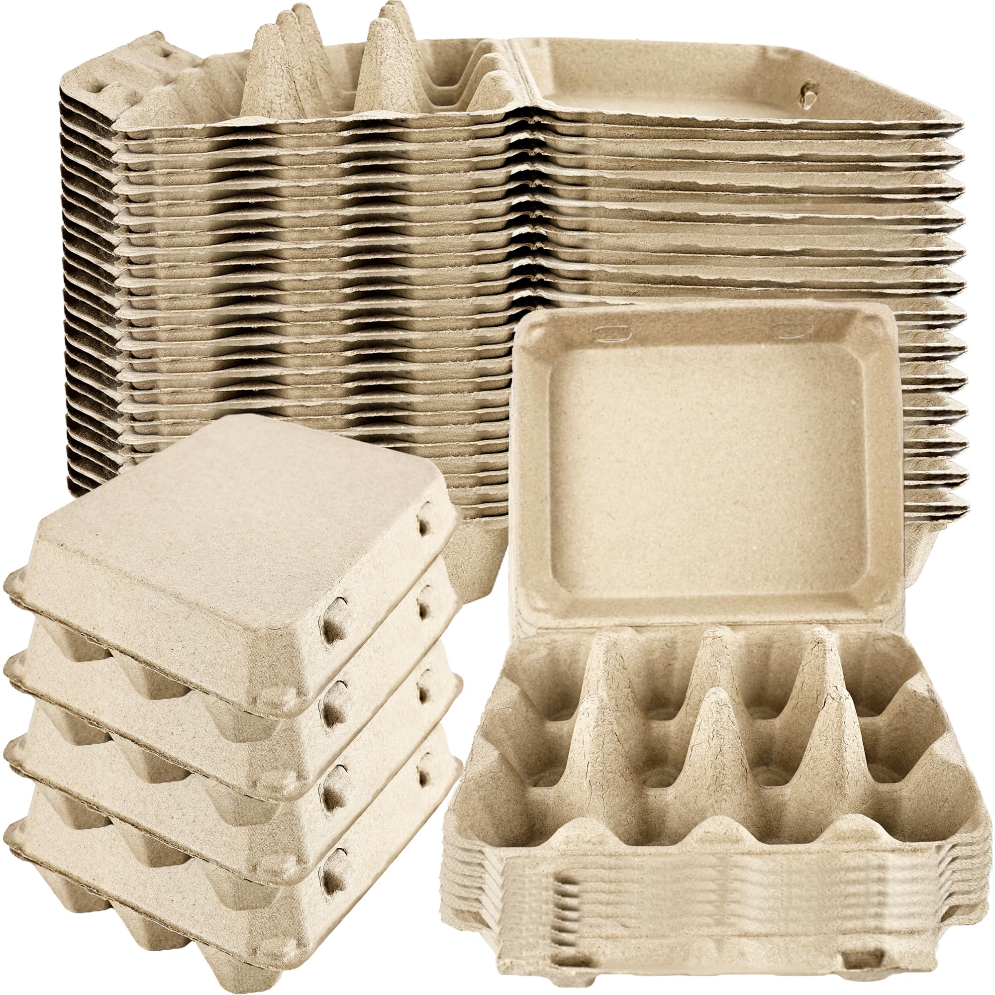 60 Pcs Blank Natural Pulp Egg Cartons Bulk Holds Up to 12 Count Dozen 3 x 4 Style Square Chicken Cardboard Egg Tray Holder for Family Farm Market Chicken Farm Storing