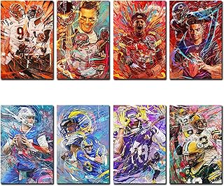 Sports Star Poster Joe Burrow Josh Allen Tom Brady Justin Jefferson Justin Fields Patrick Mahomes Matthew Stafford Aaron Rodgers (No Frame, 8x12inch-8pcs)