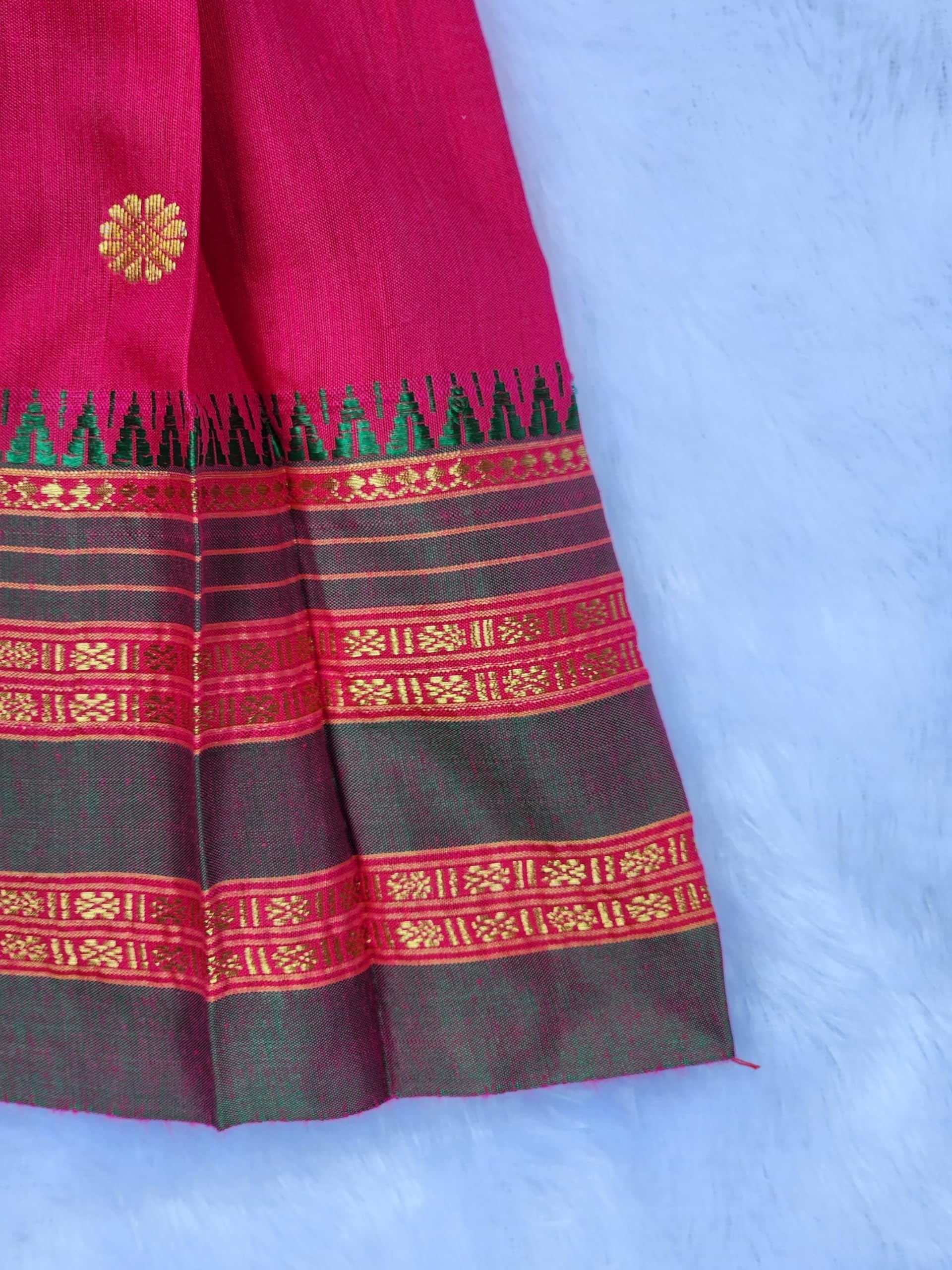 Amba Collection Boutique Girl'S Traditional Ethnic Wear Narayanpeth Butti Design Sleeveless Frock Pink, Knee-Length, 0-3 Months 3