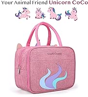 Vista 7 de Lonchera térmica para niños, reutilizable, duradera, ligera, para mantener la comida fríacaliente, unicornio