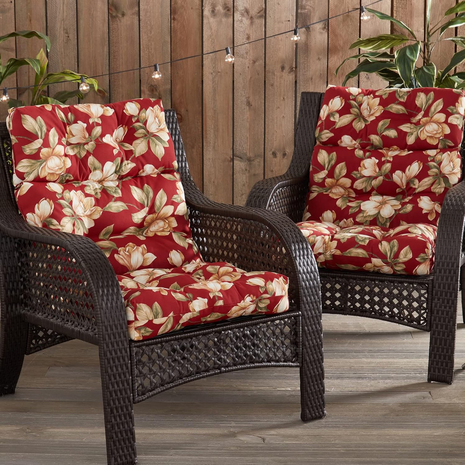 South Pine Porch Outdoor High-Back Chair Cushion (Set of 2), Roma Floral