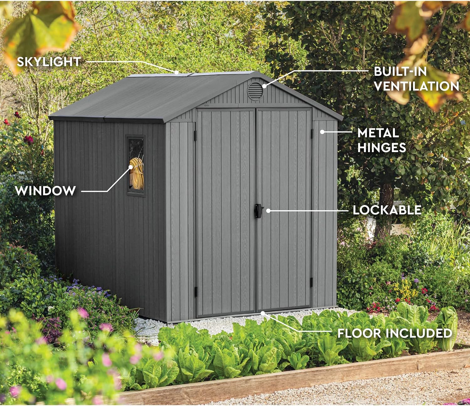 Graphite 6' x 8' Outdoor Storage Shed with Windows