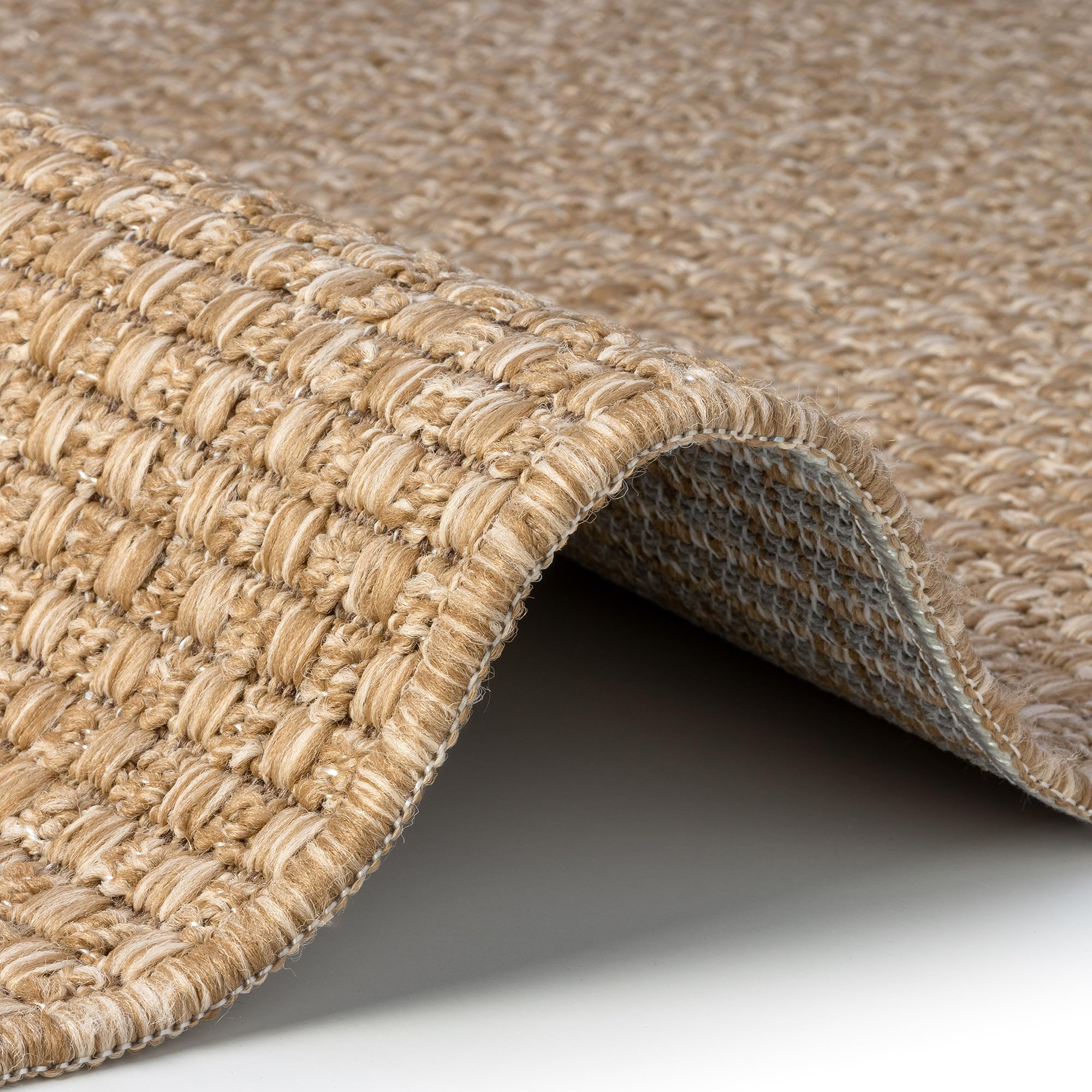 In- & Outdoor Teppich – 80 x 220 cm Jute – Wetterfest & rutschfest, UV-beständiger Kurzflorteppich – Ideal für Balkon, Terrasse, Küche & Camping