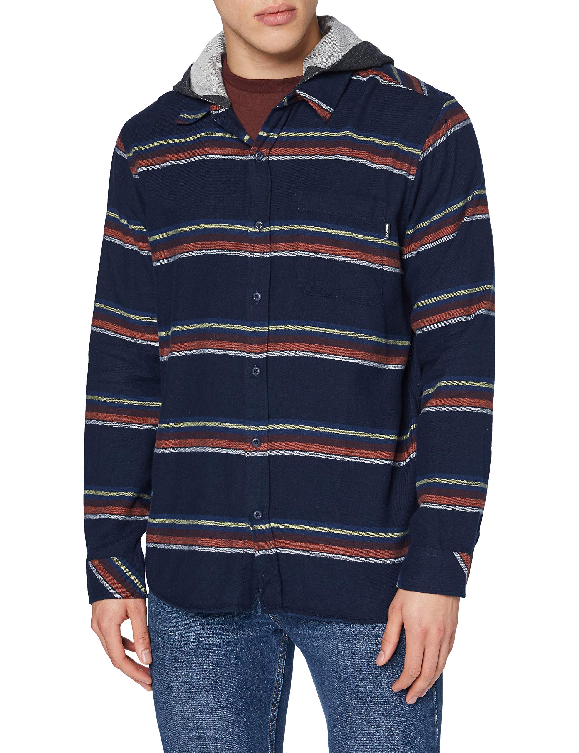 HurleyMen's M Portland Stripe Flannel Hood Shirt