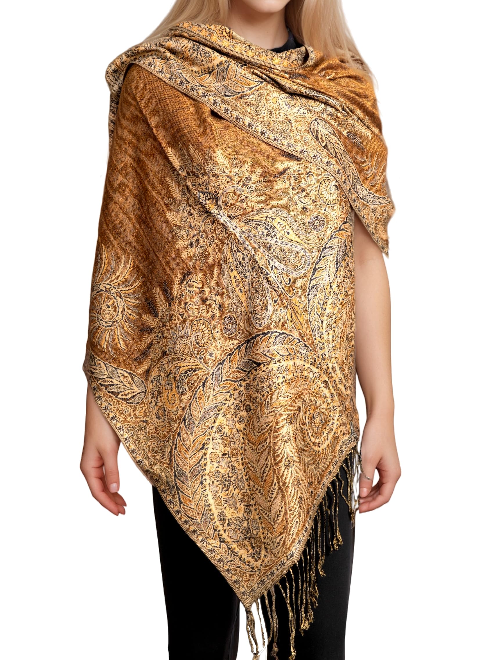 Achillea Big Paisley Pashmina Shawl Wrap for Women – Elegant Scarf for Weddings, Evening Dresses, Festivals & Daily Wear