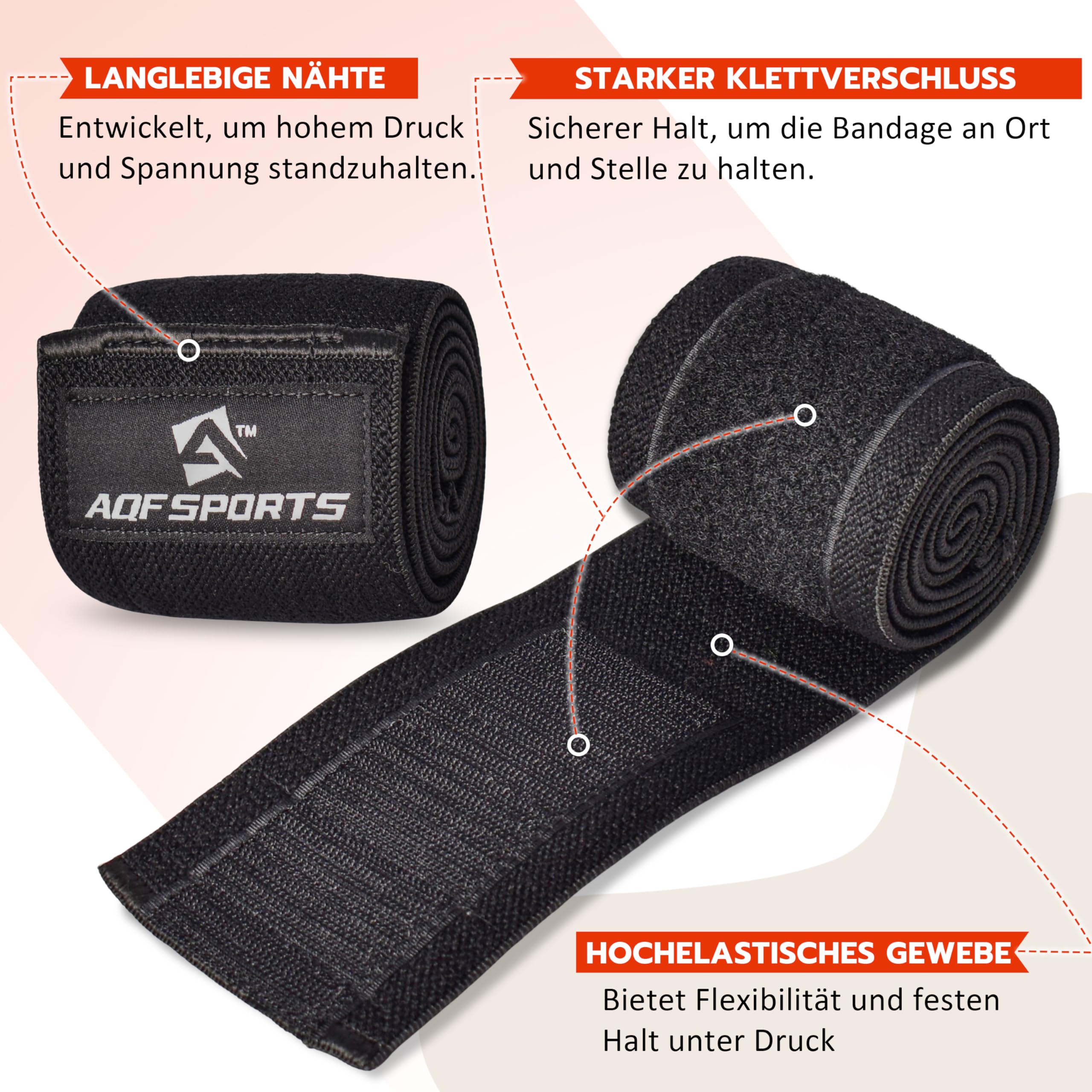 AQF Fitness Ellenbogenbandagen für Gewichtheben (Paar)- 101,6 cm Elastische Bandagen für Kraftsport, Powerlifting Zuverlässige Ellbogenschützer für Bankdrücken & Fitnessstudio Training (Schwarz)