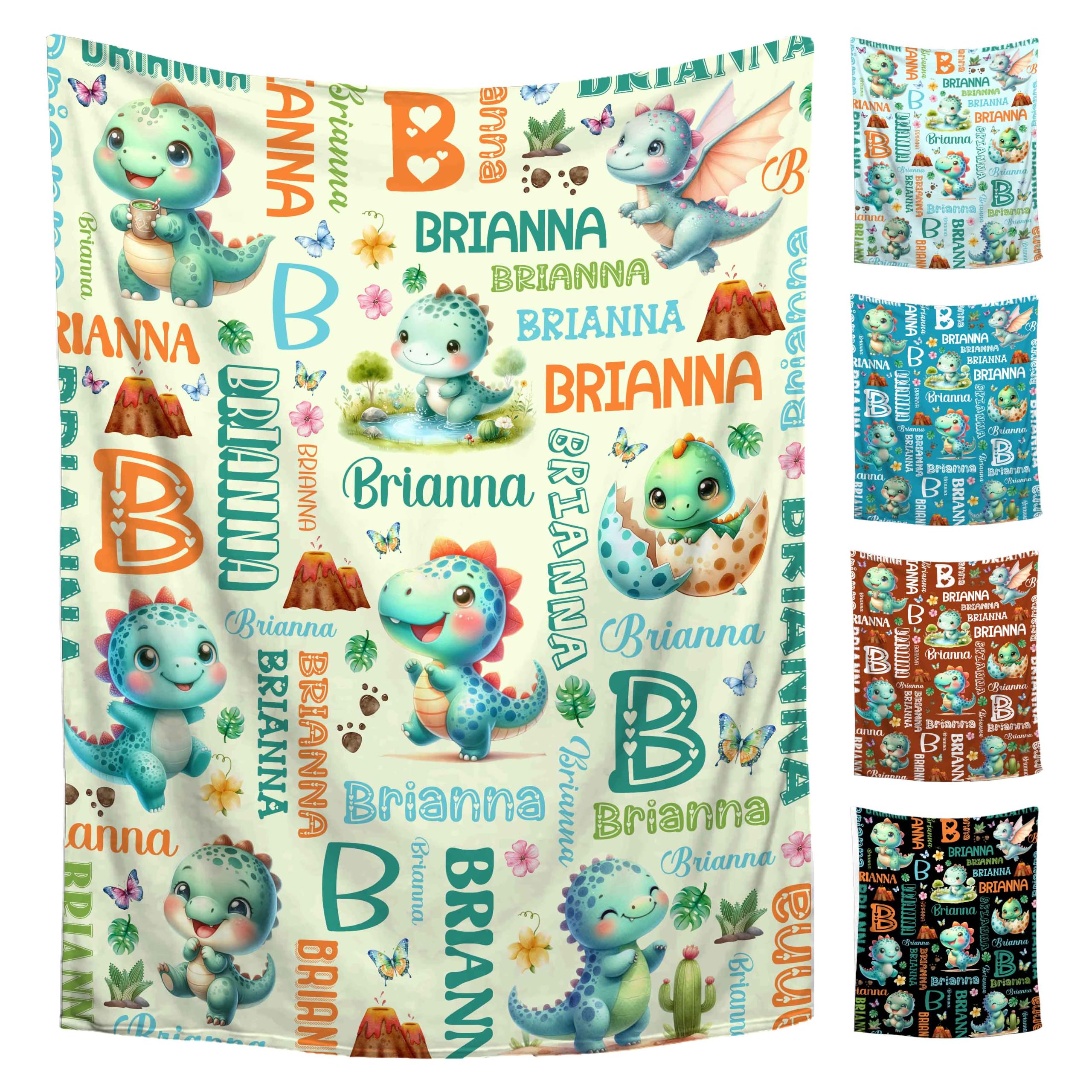 Custom Dinosaur Blanket for Boys Girls,Ultra Soft Personalized Gifts Baby Blanket,Customized Throw for Toddlers Newborn Stroller Crib,50"x60"