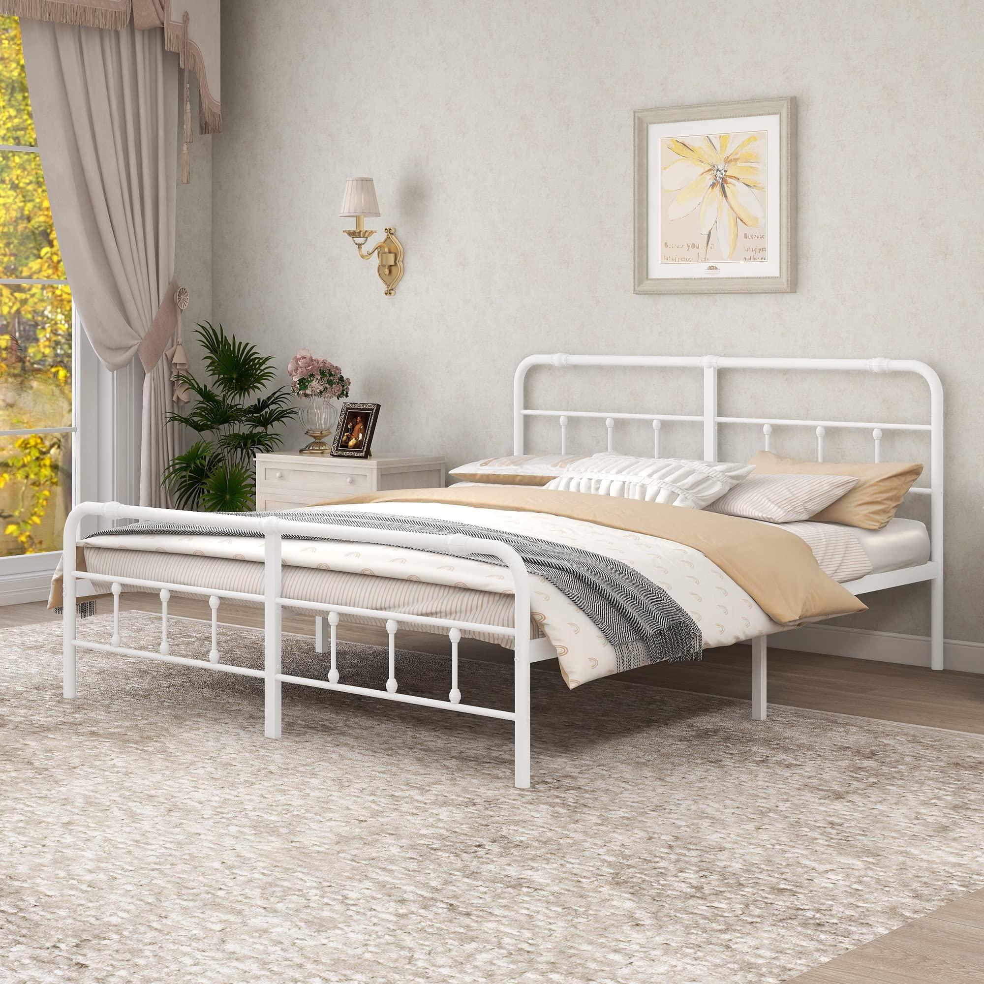 ＊handmade＊no.200 Amazon.com: YALAXON Vintage Sturdy Full Size Metal Bed Frame
