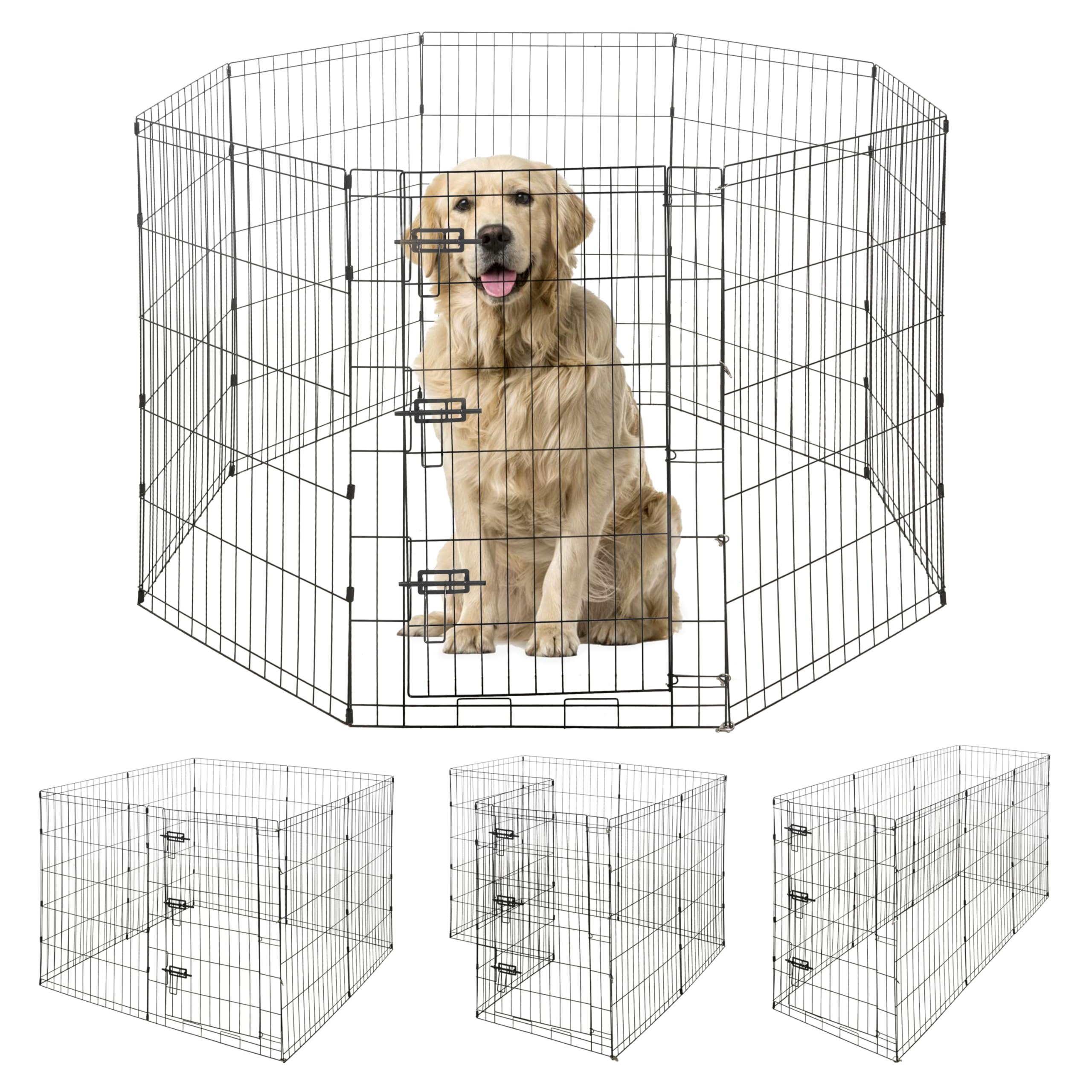 foldable outdoorindoor pet playpen with gate available in 36 inch height metal portable kennel heavy-duty exercise fence cage 8 panels for large dog animals