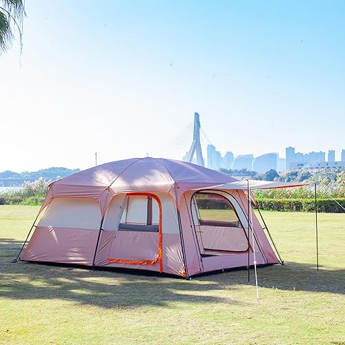 Miniatura 5 de KTT Extra Large Tent 10-12-14 Person(A),Family Cabin Tents,2 Rooms,3 Doors and 3 Windows with Mesh,Straight Wall,Waterproof,Double Layer,Big Tent