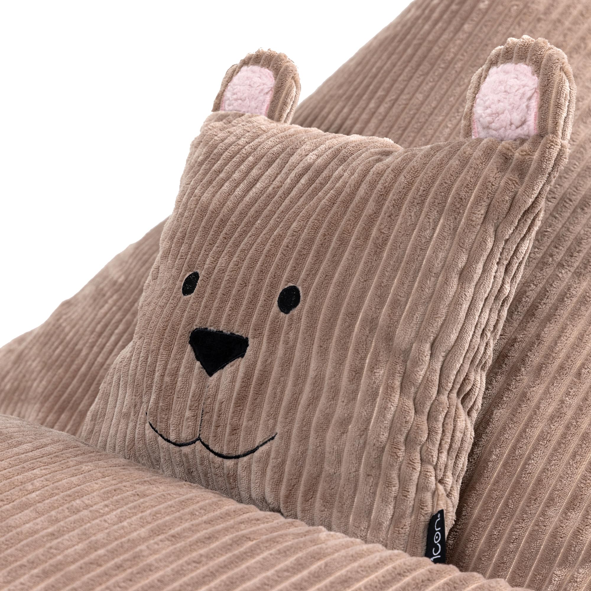 Icon Bertie Bär Sitzsack Kinder, Braun, Flauschiger Cord Stoff, Sitzsack Cord mit Füllung, Bequemer Kinder Sessel, Kuschelsessel, Lese Sessel, Schlafzimmer, Kinderzimmer, Spielzimmer