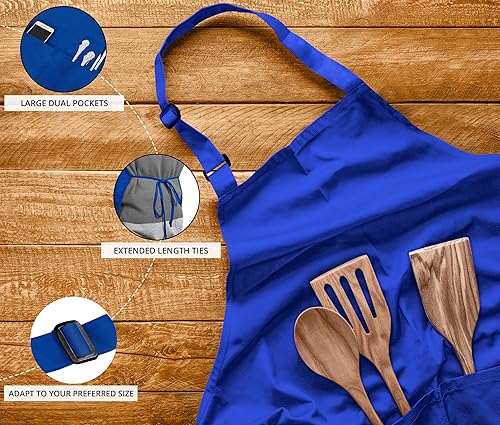 Miniatura 3 de Utopia Kitchen Paquete de 10 delantales ajustables con 2 bolsillos, resistente al agua y al aceite, delantal de chef de cocina para mujeres y hombres