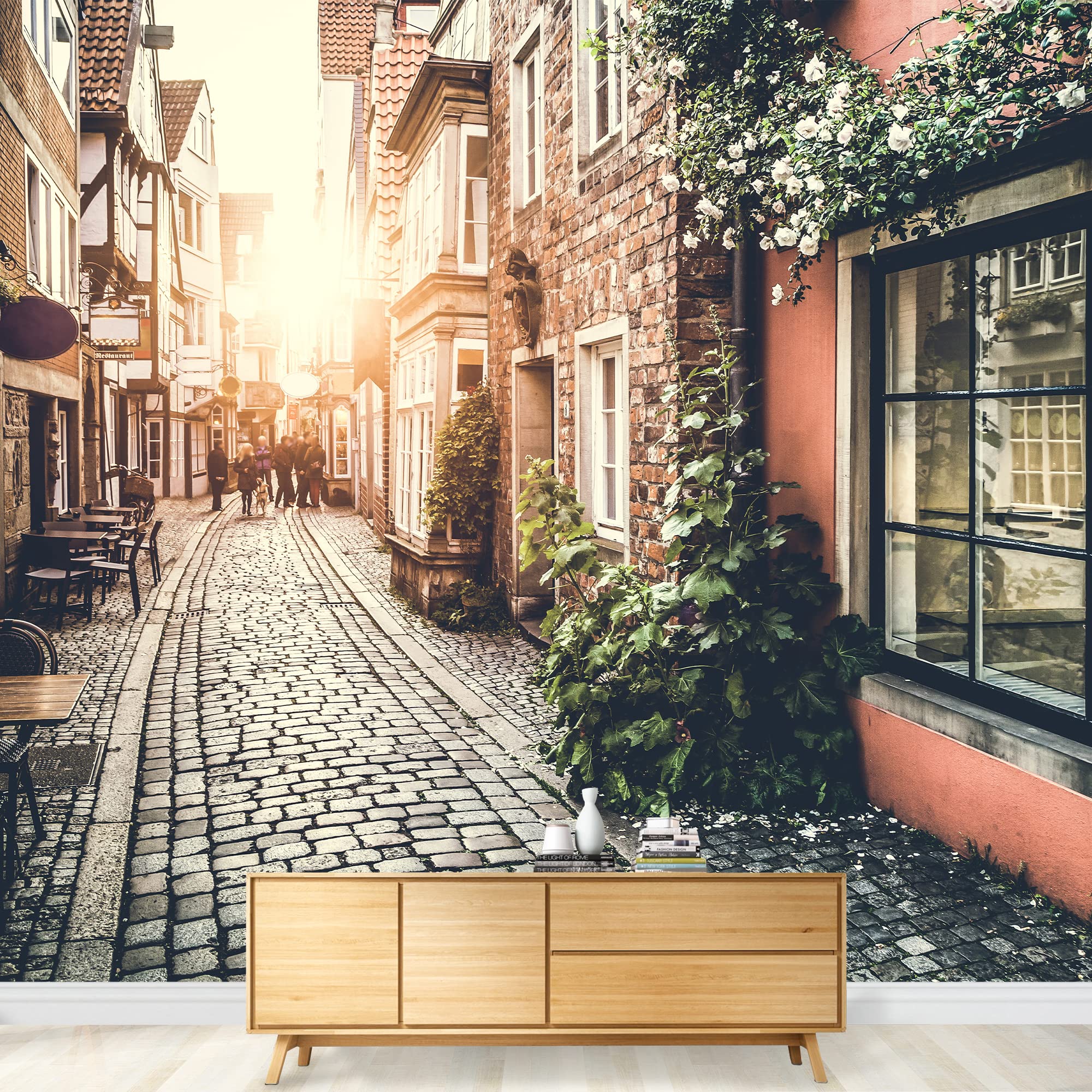 Amazon.com: wall26 - Old Town in Europe at Sunset with Retro