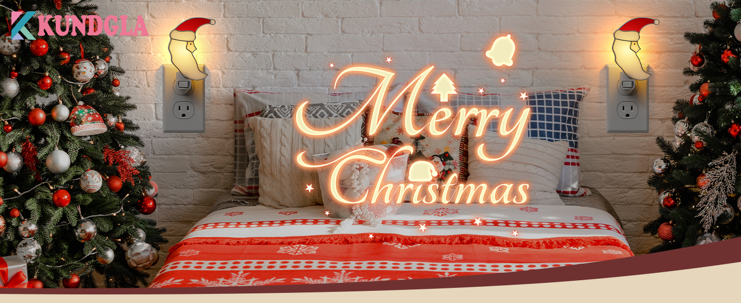 Image of Staiend Glass Christmas Santa Moon Plug in Night Lights for Home