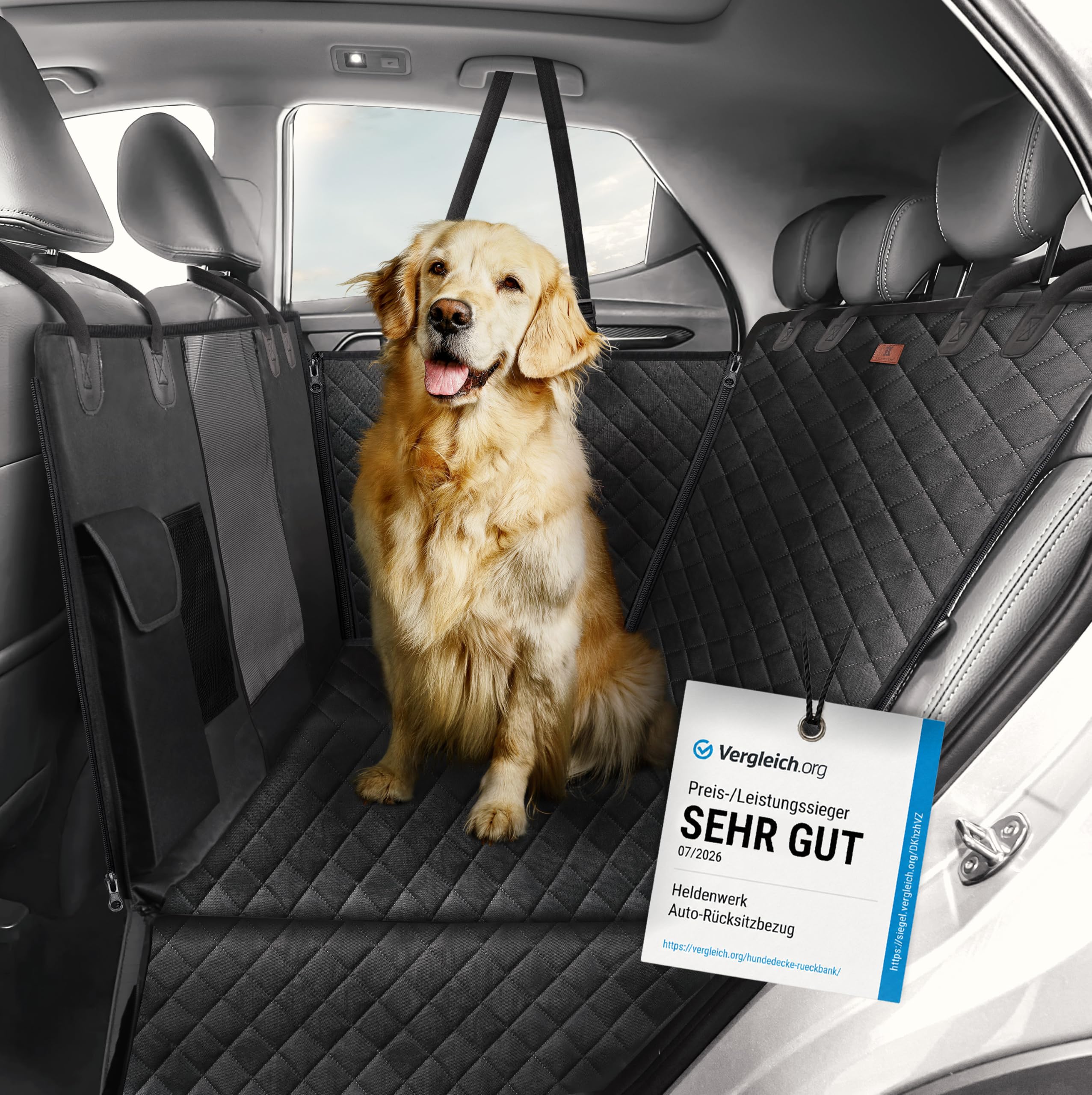 HELDENWERK® Autoschondecke Hund Rücksitz wasserdicht & Kratzfest universal