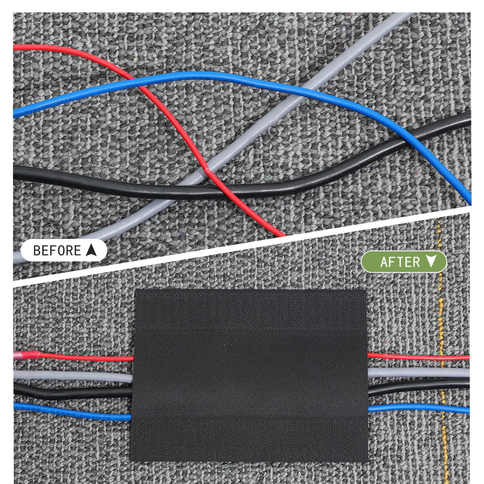 WILLBOND Protector de Cables para Alfombra, Protector de Cables Solo para alfombras de Oficina Comercial, Negro, 60 m