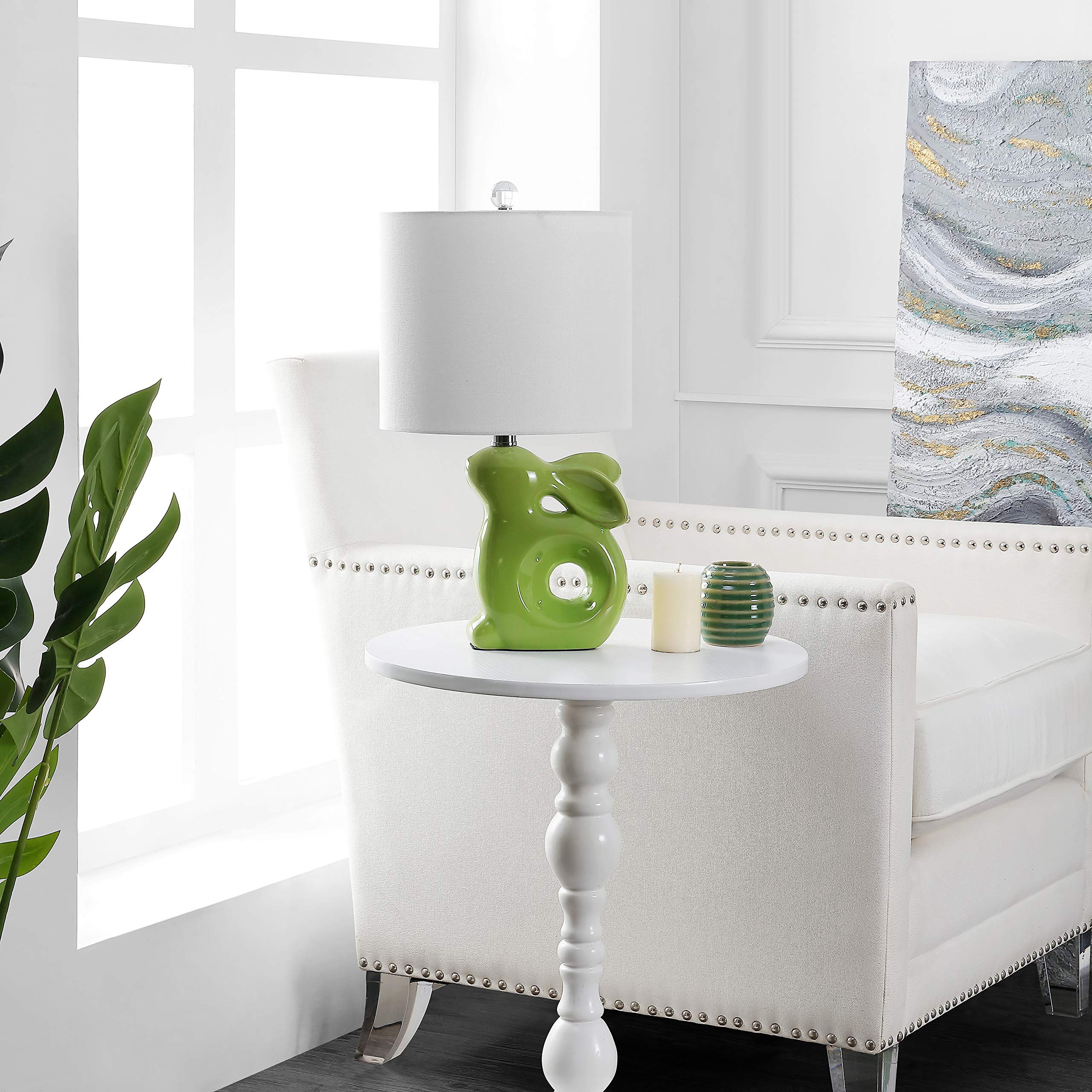 Safavieh Kids Lighting Collection Ruby Rabbit Green Ceramic 19-inch Bedroom Living Room Home Office Desk Nightstand Table Lamp (LED Bulb Included)