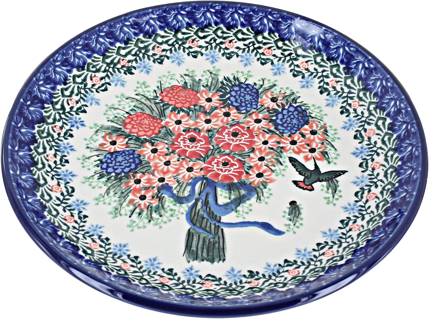 Blue Rose Polish Pottery Blush Bouquet Dessert Plate
