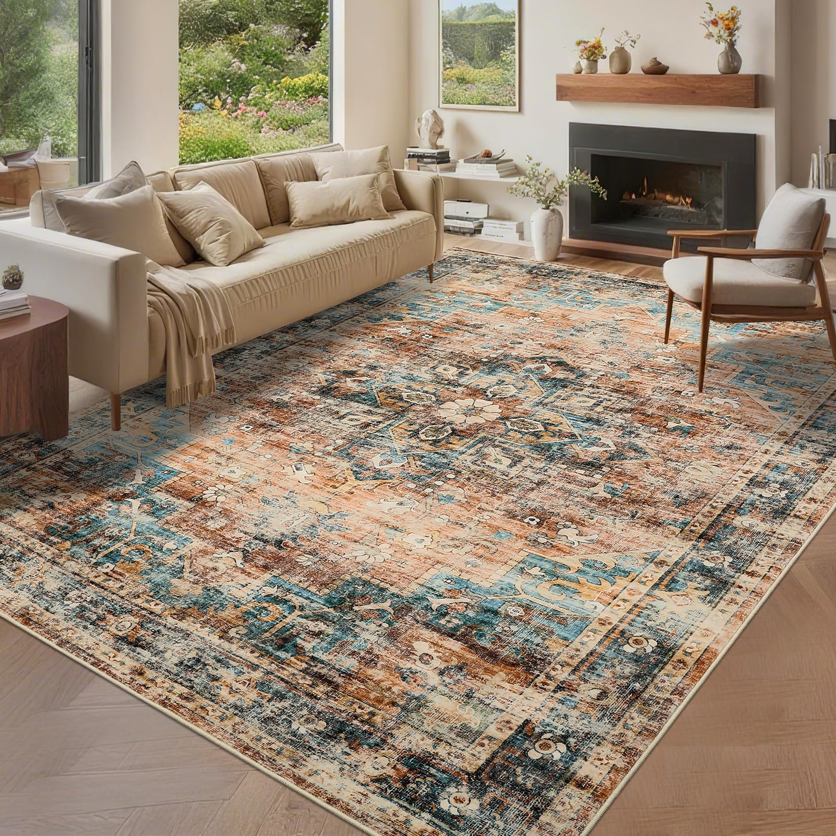 GarveeHome 10x13 Washable Vintage Rug