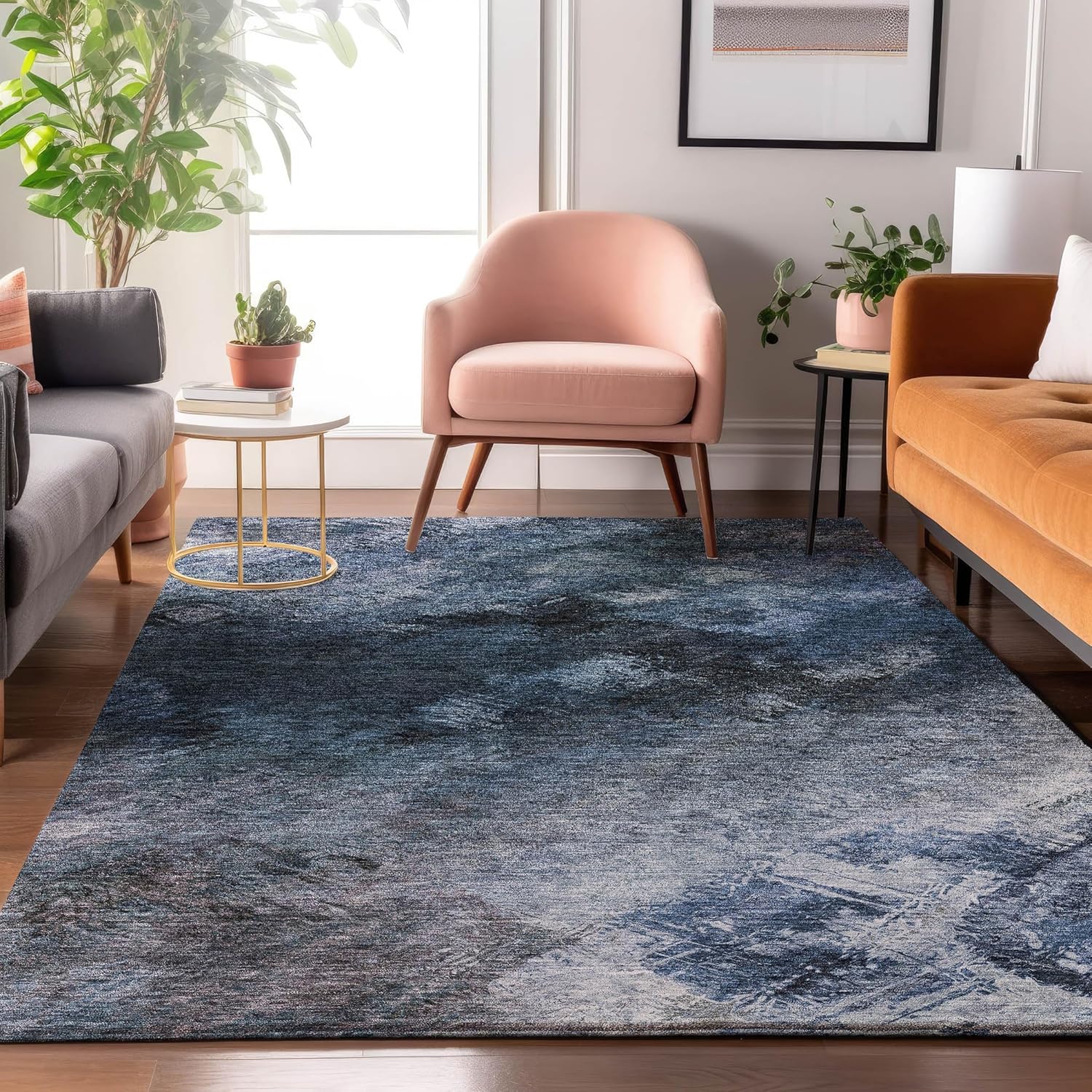 Addison Rugs Mayfield AMF590 Teal 5' x 7'6" Indoor Premium Machine Washable Rug, Silky Soft, Easy Clean, Non Shedding, Bedroom, Living Room, Dining Room, Kitchen, Patio Rug