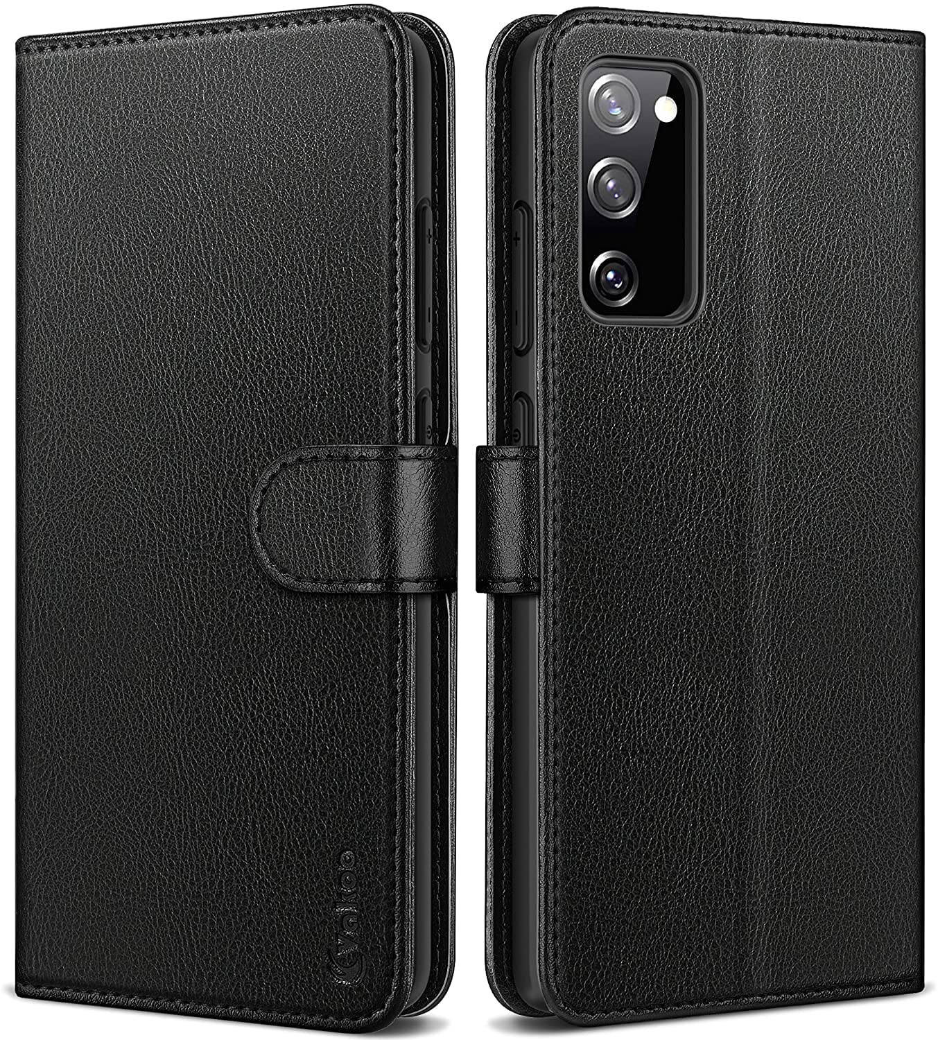 Vakoo Flip-Series for Samsung Galaxy S20 FE Case, Premium Leather Flip Protective Phone Cases with Card Holder and Kickstand (6.5 Inch) - Black
