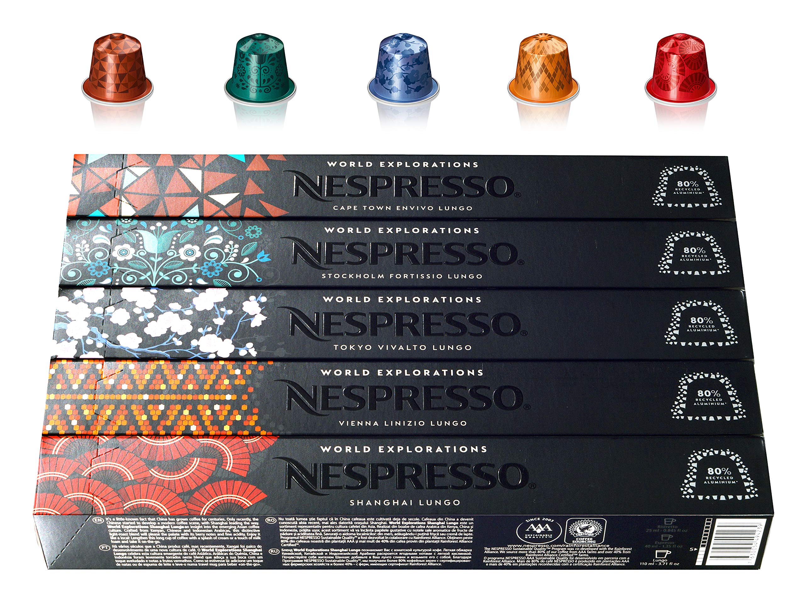 NespressoWorld Explorations Pack: Vivalto, Linizio, Fortissio, Envivo, Shanghai Lungo, 50 Capsules