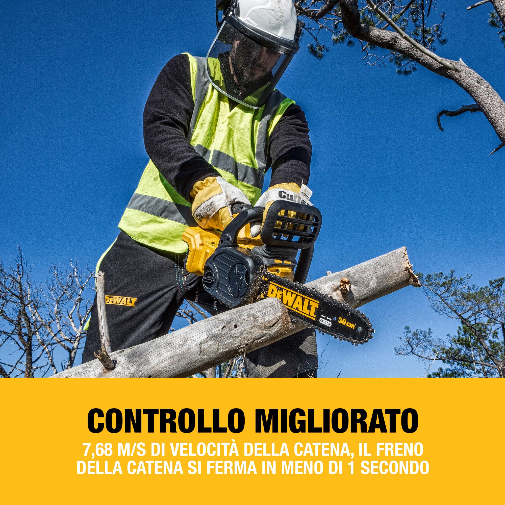 DEWALT Motosega Compatta Brushless 30cm 18V XR, Solo Utensile, DCM565N-XJ