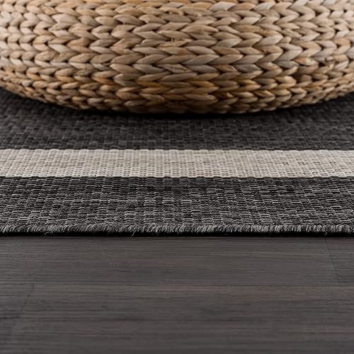 Miniatura 5 de CAMILSON Alfombra moderna para interiores o exteriores, para patio, cocina, vestíbulo o pasillo, lavable, de 9 x 12 pies, con bordes, color gris