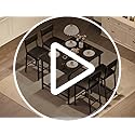 GarveeHome Dining Table Set for 2 W/Footrest & Backrest, Counter Height Table with 2 Upholstered Bar Chairs, Kitchen Table Set with Corner Protector, for Small Space, Black